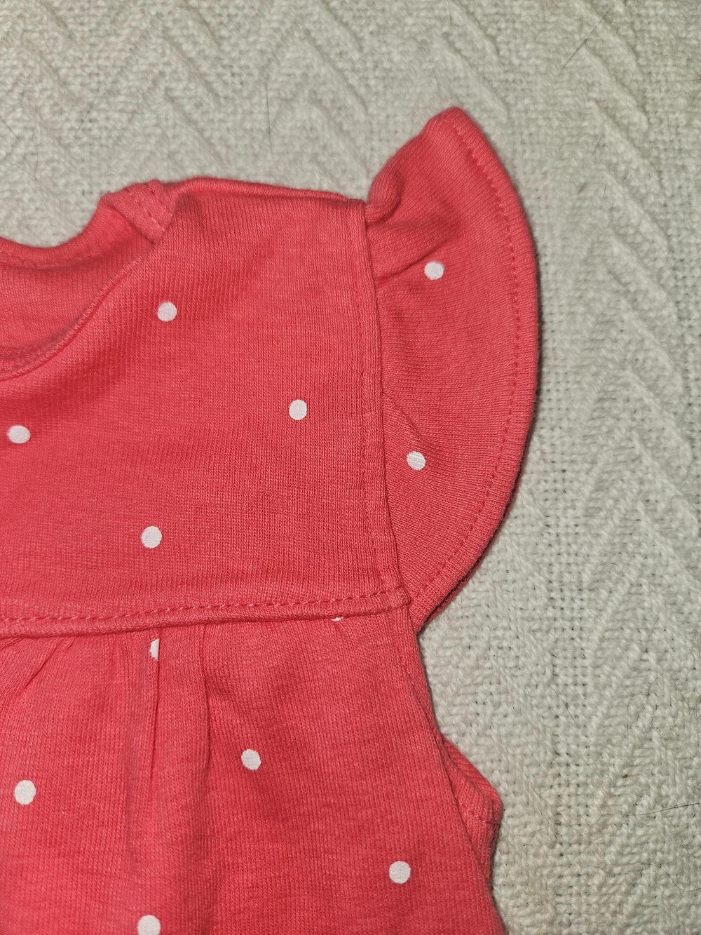 Carter's Coral Pink Polka Dot Bunny One-Piece Bodysuit